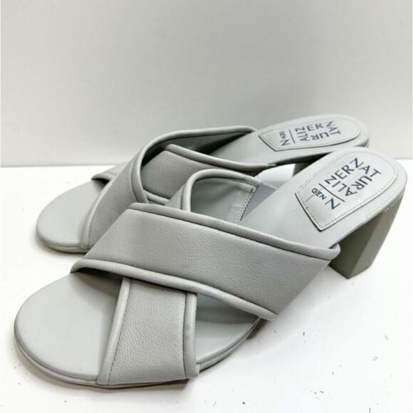 Naturalizer Sandals Size 12 Gray Genn-Rhythm Criss Cross Open Toe Block Heel - Picture 3 of 8
